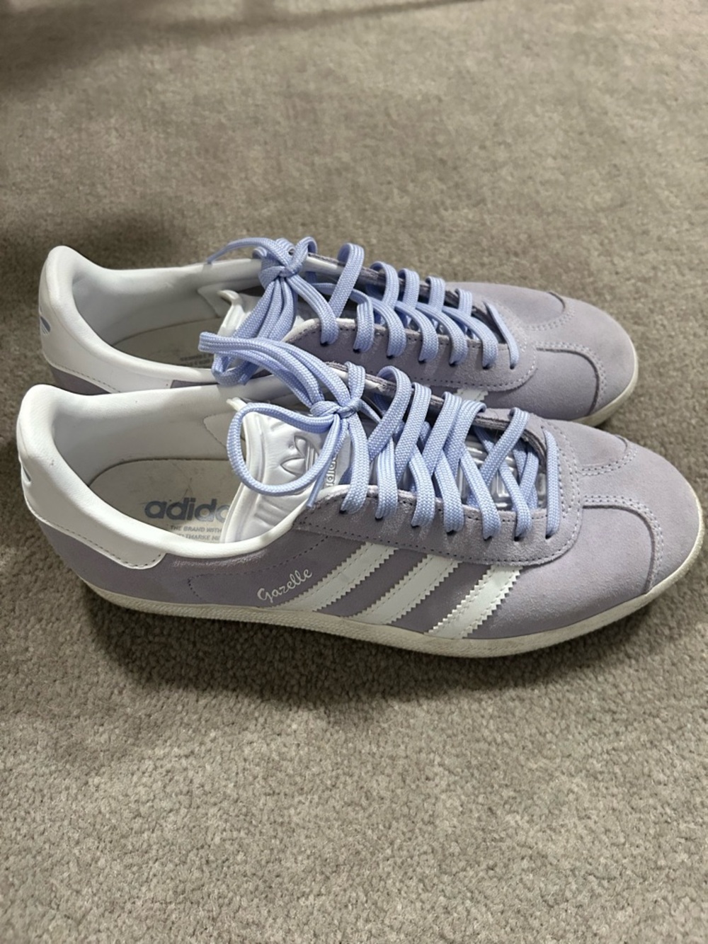 adidas Gazelle Women’s Lilac Suede Sneakers with White Stripes